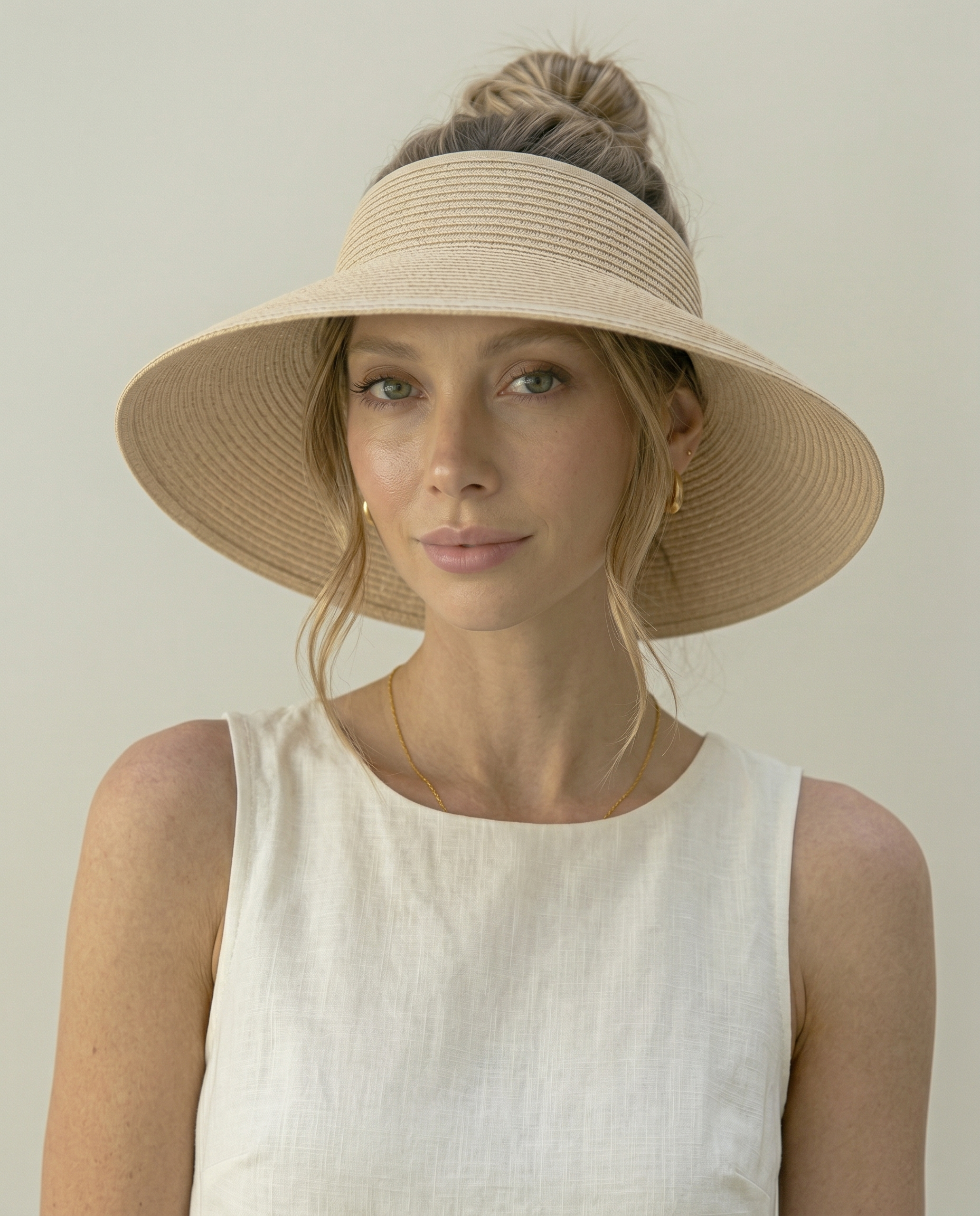 Elegant Wide Brim Straw Sun Visor Hat